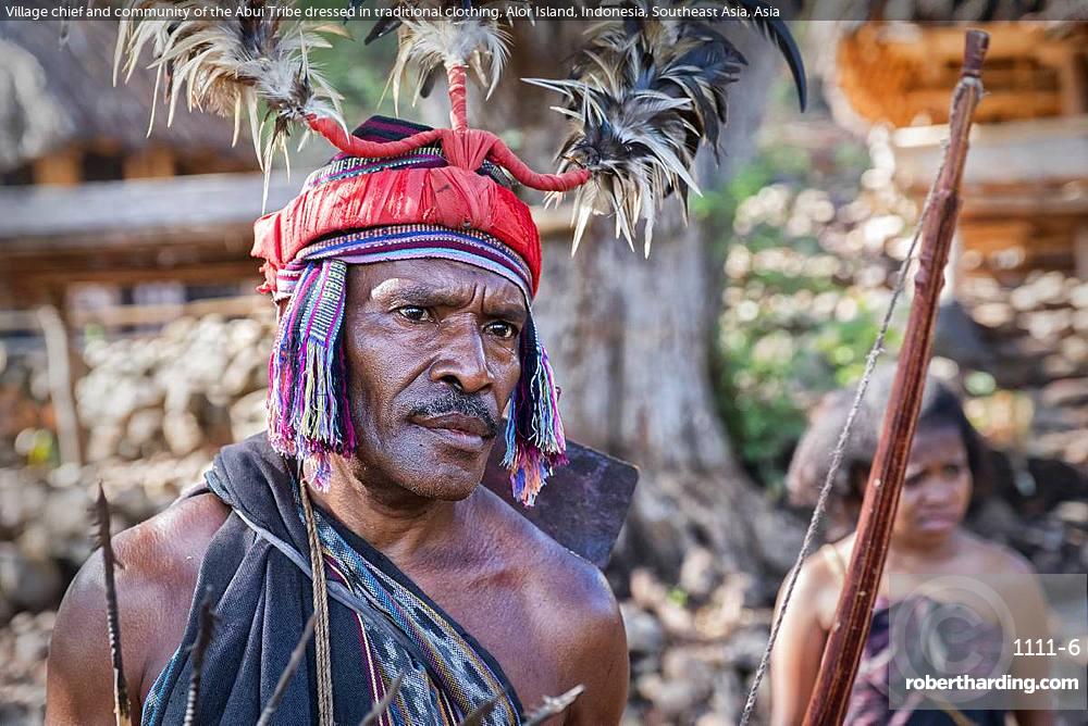 village chief and community of stock photo