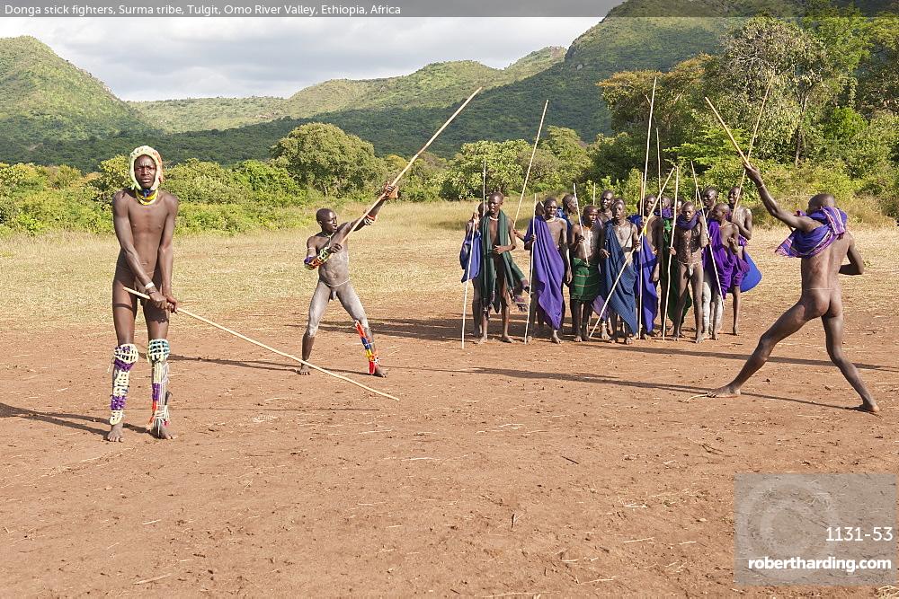 Donga stick fight ceremony, Surma tribe, Tulgit, Omo River Valley,  Ethiopia, Africa - SuperStock