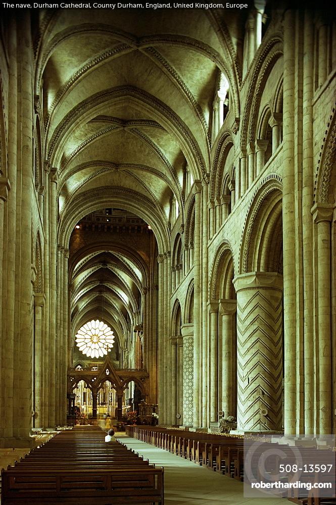 The Nave Durham Cathedral County Stock Photo