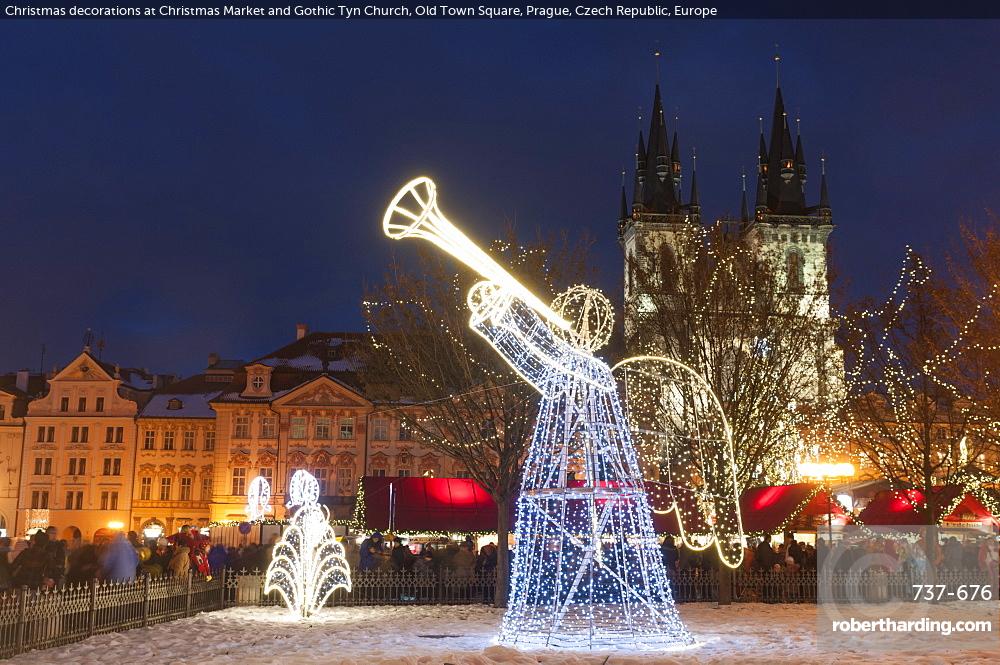 Christmas Decorations At Christmas Market Stock Photo