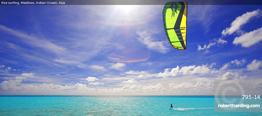 Kite surfing, Maldives, Indian Ocean, Asia