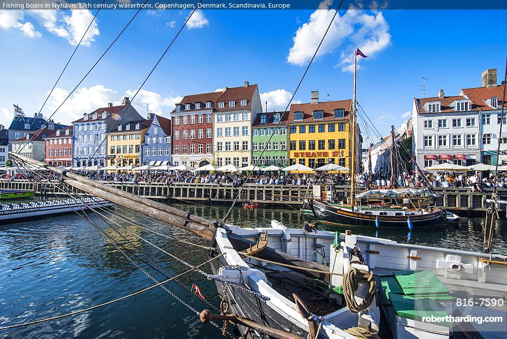 Fishing boats in Nyhavn, 17th century waterfront, Copenhagen, Denmark, Scandinavia, Europe